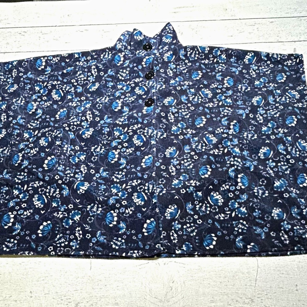 Le Moda Women's Navy Floral Fleece Shawl/Wrap Button Accent Polyester. NWT.